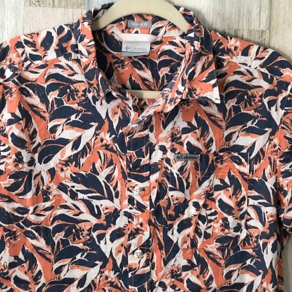Columbia Rapid Rivers Short Sleeve Shirt Men's size S Blue White Coral NEW - Picture 6 of 7